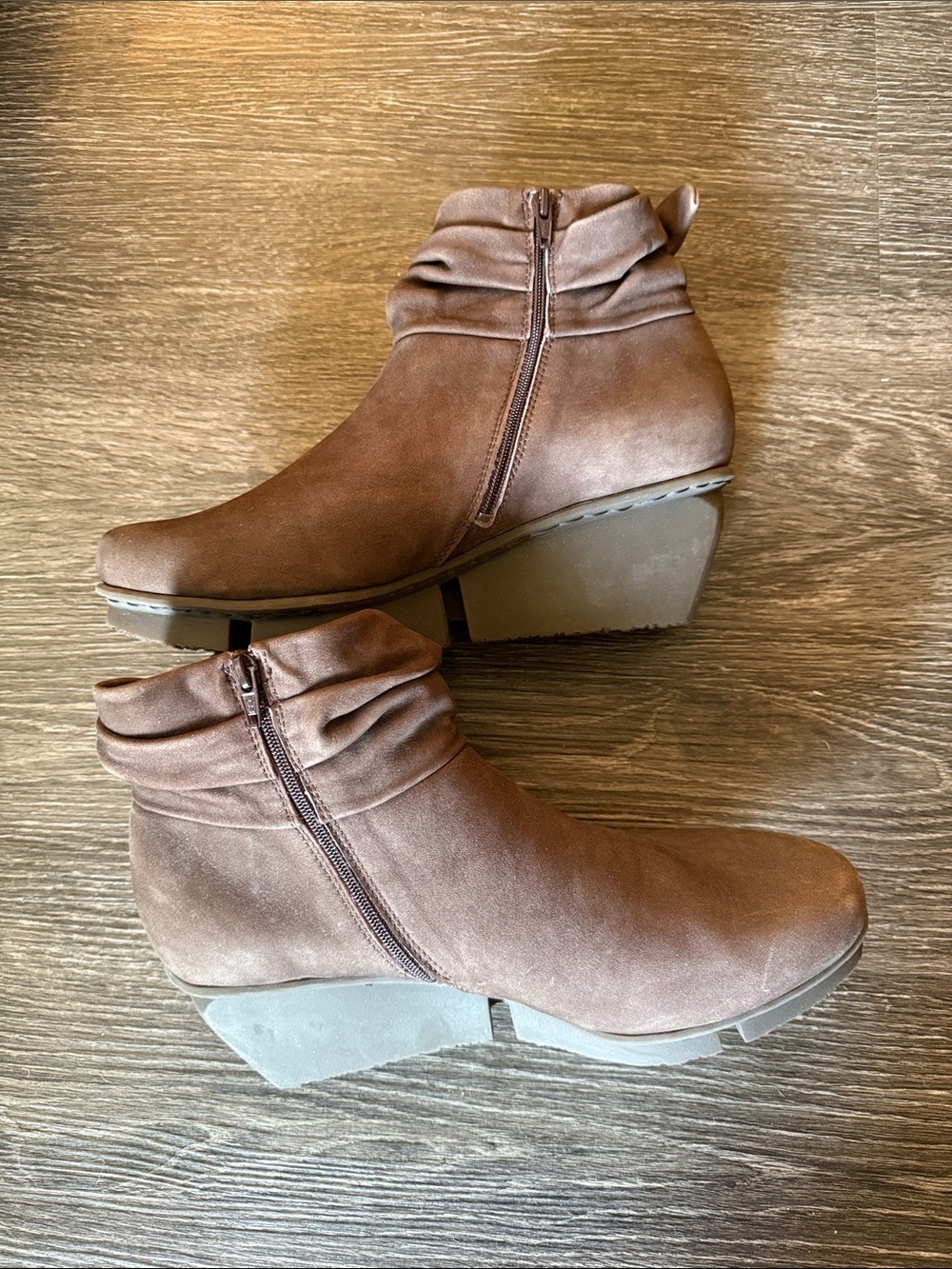 Trippen Brown Suede Ankle Booties with tie and Side Zipper